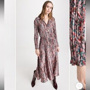 NWT Vince Berry Blooms Pleated Shirt Dress Size Large